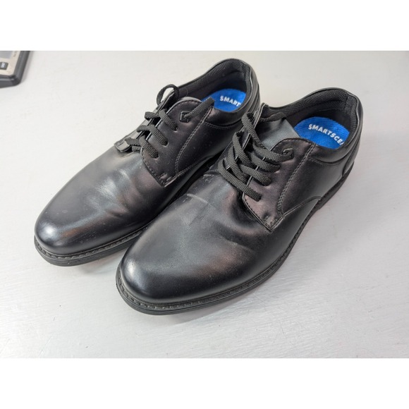 Nunn Bush Work Mens Shoes Lace Up Oxford Black Faux Leather 84913-001 Size‎ 10W - Picture 1 of 10